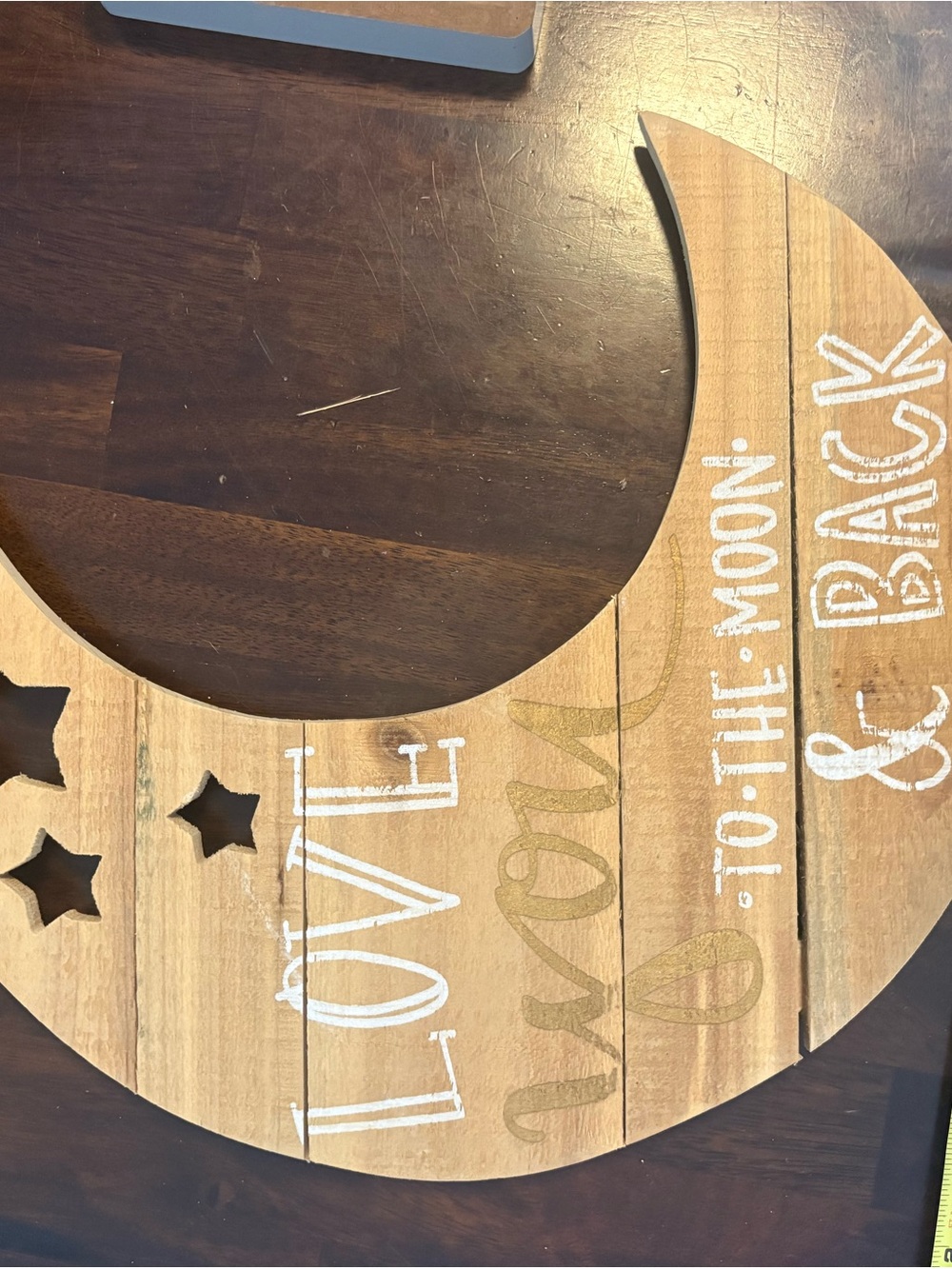 Wooden Crescent Moon Wall Decor - Love You to the Moon & Back - Natural Wood